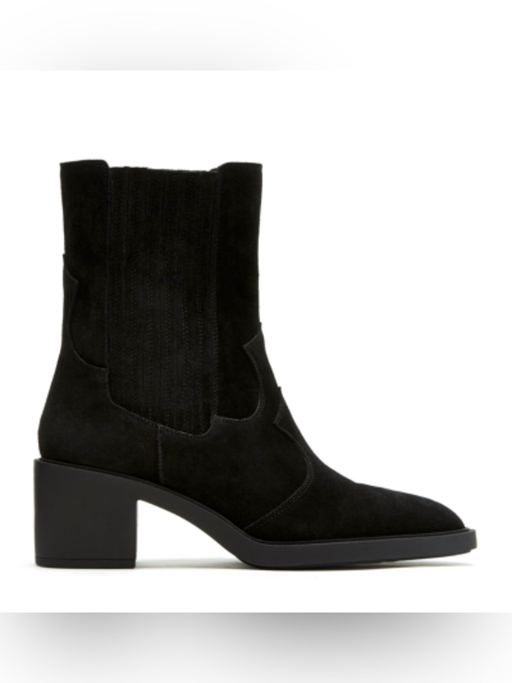 La CANADIENNE Black Suede Mid-Calf Block Heel Boot EU36